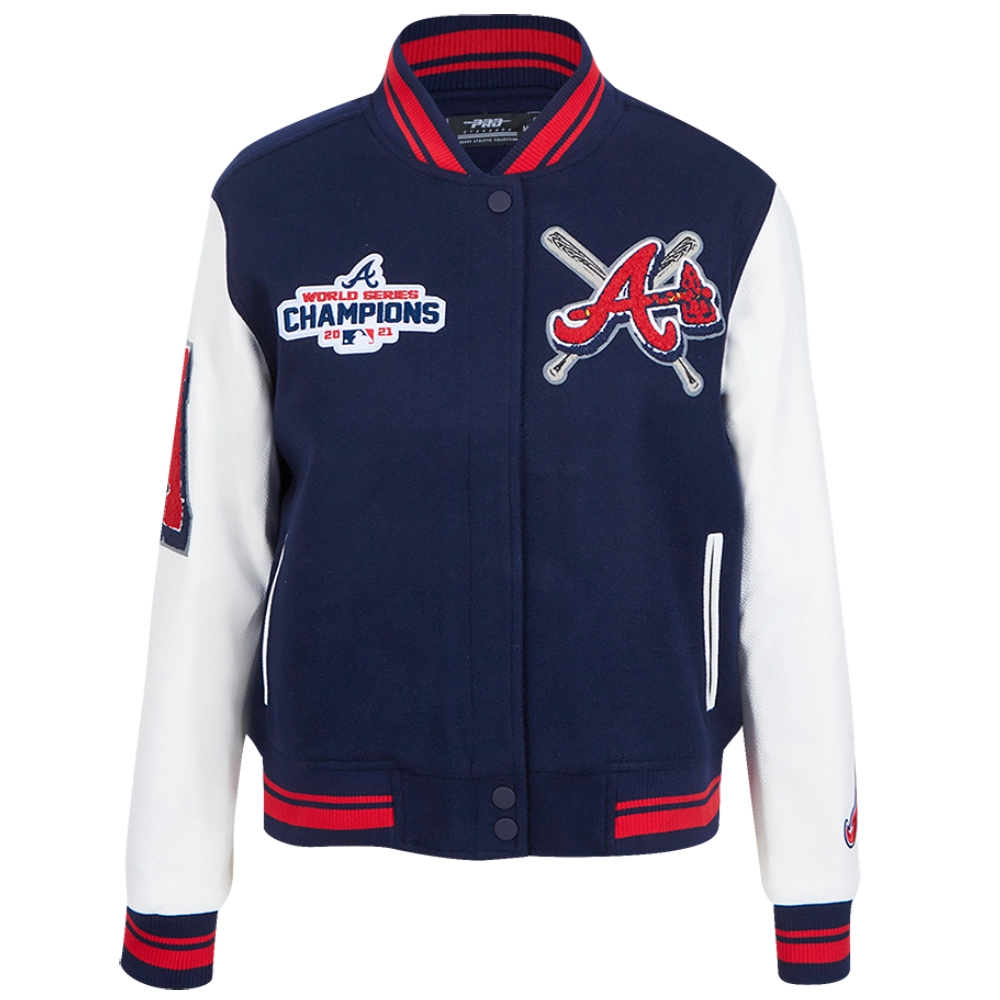 Atlanta Braves Mashup Women’s Rib knitted Wool & Leather Varsity Jacket