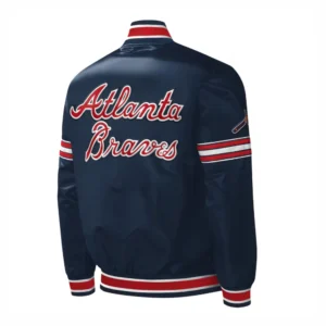 Atlanta Braves Midfield Full-Snap Satin Varsity Jacket – Navy 1