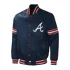 Atlanta Braves Midfield Full-Snap Satin Varsity Jacket – Navy