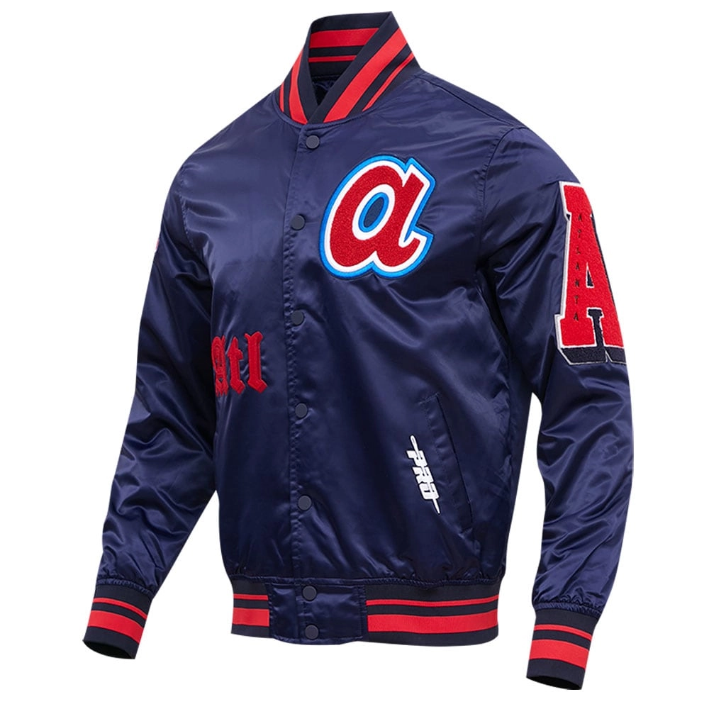 Atlanta Braves Old English Full-Snap Satin Varsity Jacket