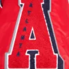 Atlanta Braves Old English Ribbed Knitted Red Satin Varsity Jacket 4