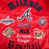 Atlanta Braves Old English Ribbed Knitted Red Satin Varsity Jacket 5