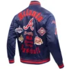 Atlanta Braves Old English Satin Varsity Navy Jacket 3