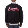 Atlanta Braves One Color Handcrafted Logo Navy Wool Varsity Jacket 1