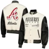 Atlanta Braves PLEASURES Full-Snap Wool & Leather Varsity Jacket 2