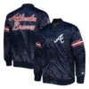 Atlanta Braves Pick & Roll Satin Varsity Jacket – Navy 3
