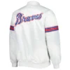 Atlanta Braves Power Forward Full-Snap Satin Varsity White Jacket 1