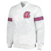 Atlanta Braves Power Forward Full-Snap Satin Varsity White Jacket