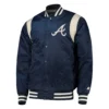 Atlanta Braves Prime Time Satin Varsity Jacket – Navy