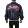 Atlanta Braves Real Full Leather Navy Varsity Jacket 1