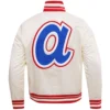Atlanta Braves Retro Classic Full-Snap Satin Varsity White Jacket 1