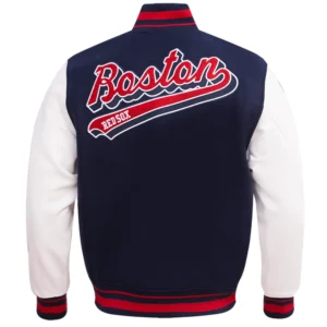 Atlanta Braves Retro Classic NavyWhite Rib Knitted Wool & Leather Varsity Jacket 1