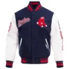Atlanta Braves Retro Classic NavyWhite Rib Knitted Wool & Leather Varsity Jacket