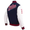 Atlanta Braves Retro Classic NavyWhite Rib Knitted Wool & Leather Varsity Jacket 3