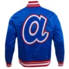 Atlanta Braves Retro Classic Rib Knitted Satin Varsity Jacket 2