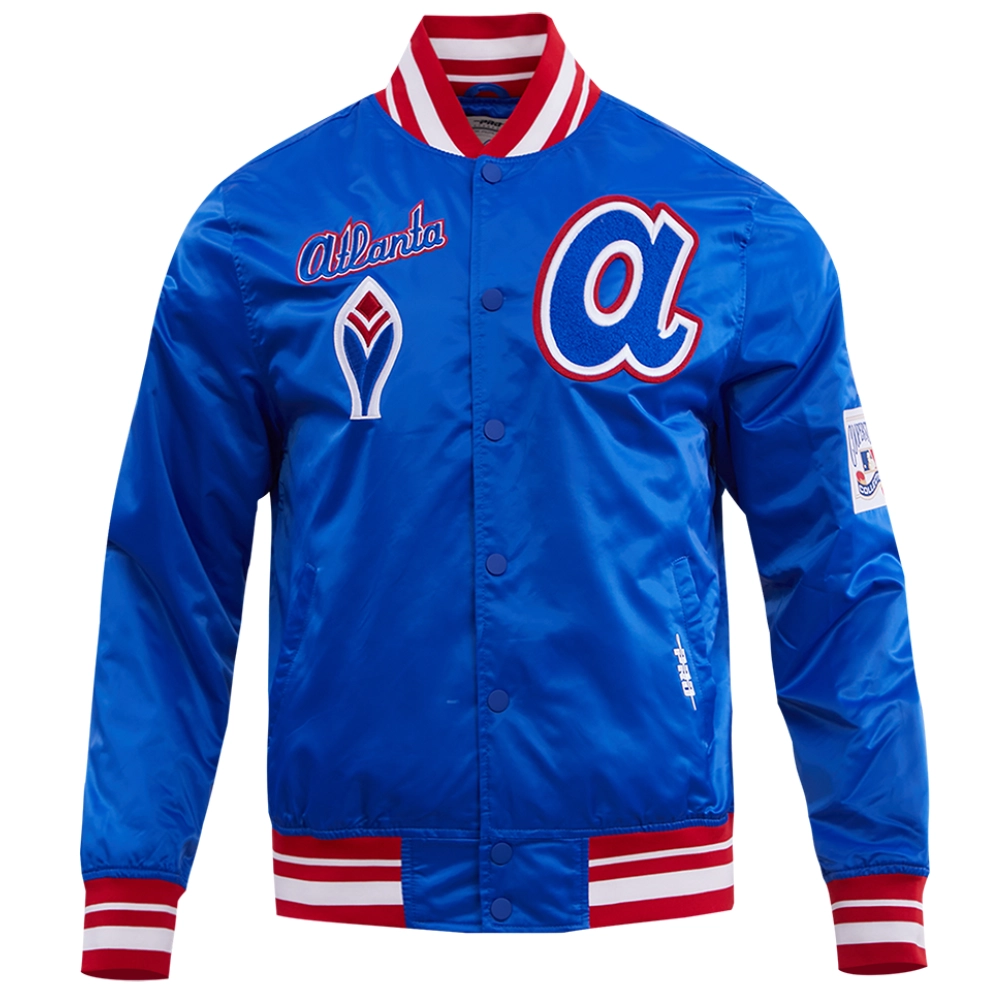 Atlanta Braves Retro Classic Rib Knitted Satin Varsity Jacket