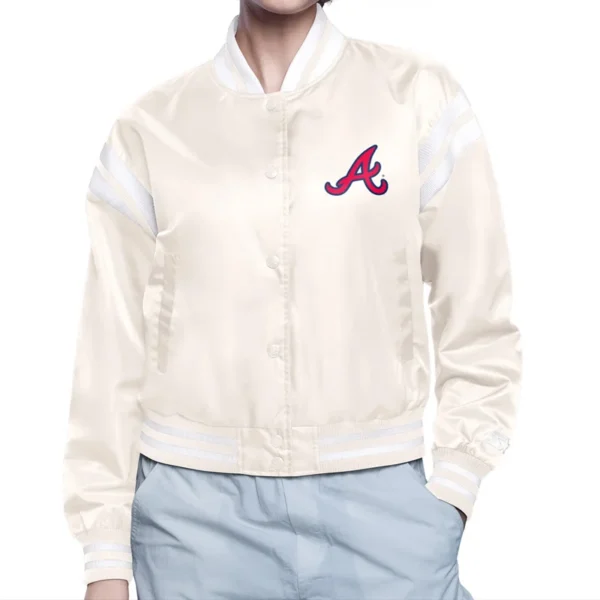 Atlanta Braves Round Women’s Cropped Cream Varsity Jacket