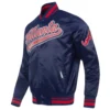 Atlanta Braves Script Tail Full-Snap Satin Varsity Jacket – Navy 2