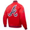 Atlanta Braves Script Tail Full-Snap Satin Varsity Red Jacket 1