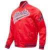 Atlanta Braves Script Tail Full-Snap Satin Varsity Red Jacket 2