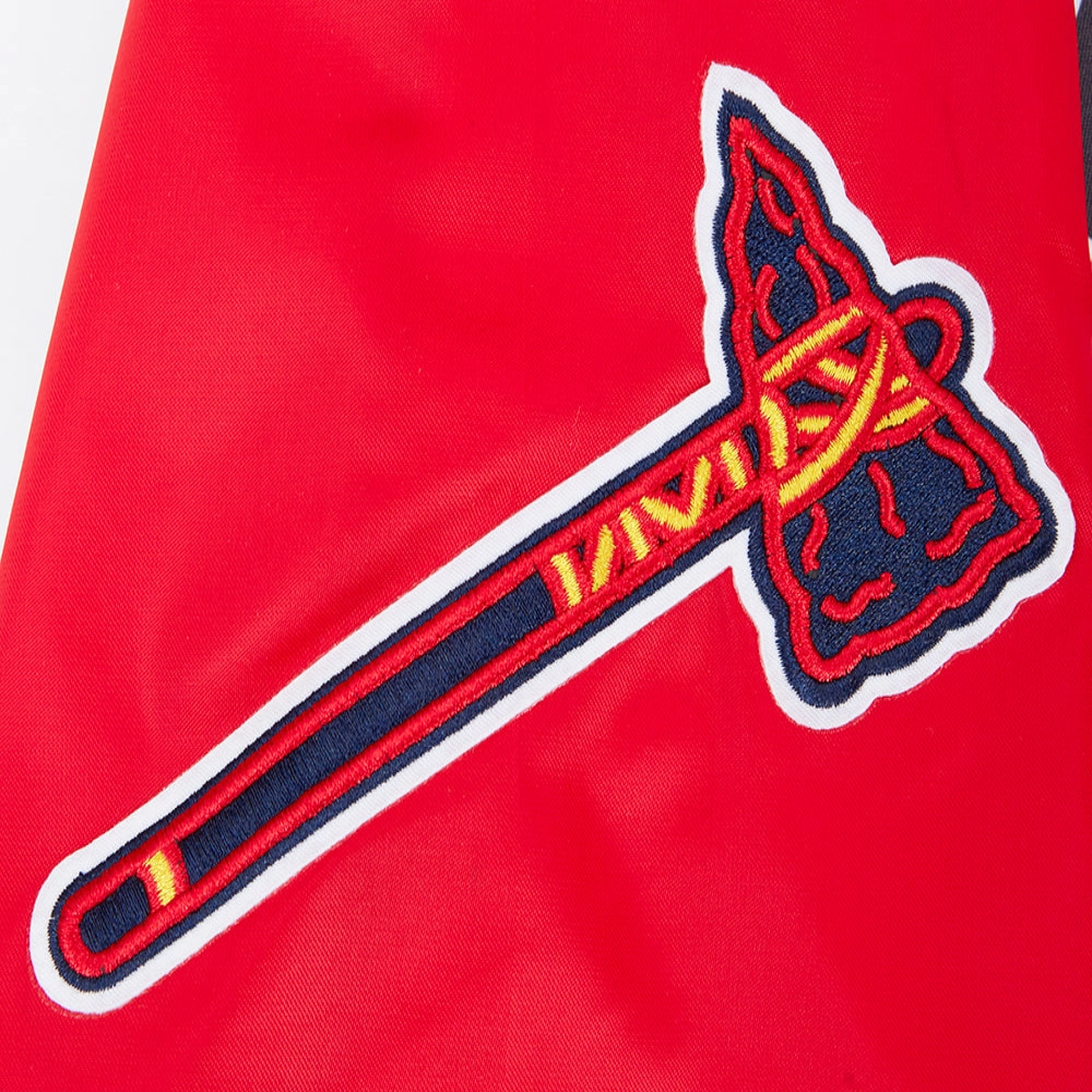 Atlanta Braves Script Tail Full-Snap Satin Varsity Red Jacket 3