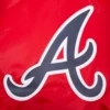 Atlanta Braves Script Tail Full-Snap Satin Varsity Red Jacket 4