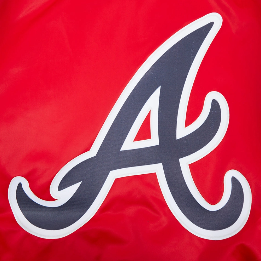 Atlanta Braves Script Tail Full-Snap Satin Varsity Red Jacket 4