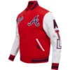Atlanta Braves Script Tail Rib Knitted Wool & Leather Varsity Jacket 2