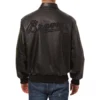 Atlanta Braves Shirt Collar Full Leather Black Bomber Varsity Jacket 1