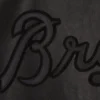 Atlanta Braves Shirt Collar Full Leather Black Bomber Varsity Jacket 3