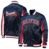 Atlanta Braves The Ace Satin Varsity Navy Jacket 3
