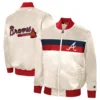 Atlanta Braves The Ambassador Home Satin Varsity Jacket – Cream 3