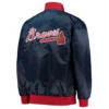 Atlanta Braves The Ambassador Navy Satin Varsity Jacket 1