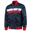 Atlanta Braves The Ambassador Navy Satin Varsity Jacket