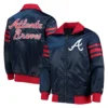 Atlanta Braves The Captain II Satin Varsity Jacket – NavyRed 3