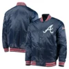 Atlanta Braves The Diamond Full-Snap Satin Varsity Jacket – Navy 3