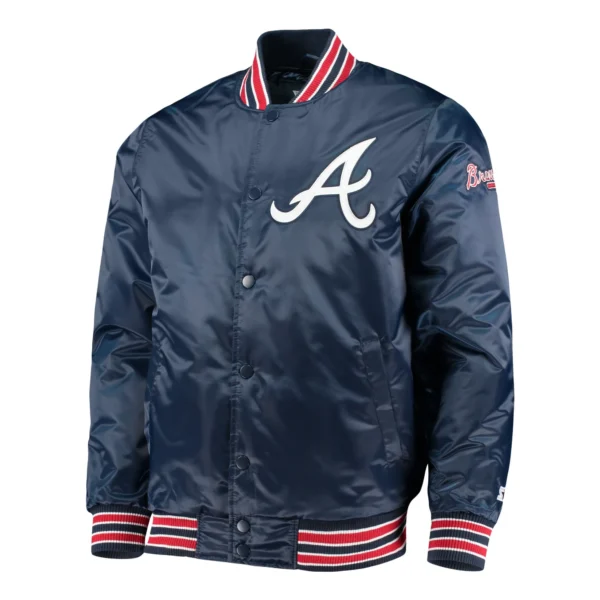 Atlanta Braves The Diamond Full-Snap Satin Varsity Jacket – Navy