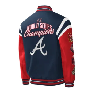 Atlanta Braves Title Holder Rib Knitted Satin Varsity Jacket – NavyRed 1