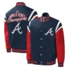 Atlanta Braves Title Holder Rib Knitted Satin Varsity Jacket – NavyRed 2