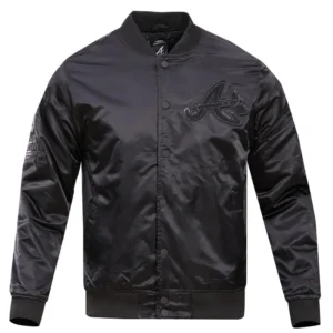 Atlanta Braves Triple Black Varsity Satin Jacket