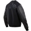 Atlanta Braves Triple Black Wool & Leather Varsity Jacket 3
