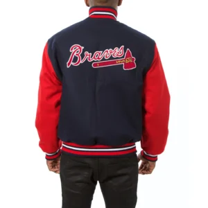 Atlanta Braves Two Tone Embroidered Logo Wool Varsity Jacket – NavyRed 1