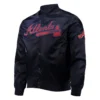 Atlanta Braves Wordmark Navy Satin Varsity Jacket