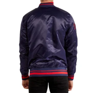 Atlanta Braves World Series Rib Knitted Satin Varsity Jacket – Navy 1