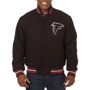 Atlanta Falcons One Color Handmade Black Varsity Jacket