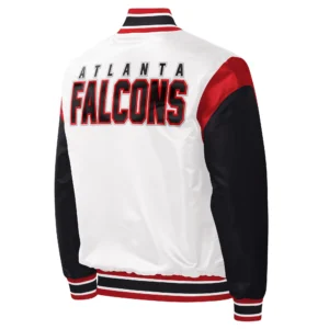 Atlanta Falcons Throwback Warm Up Pitch White Varsity Jacket 1