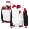 Atlanta Falcons Throwback Warm Up Pitch White Varsity Jacket 2