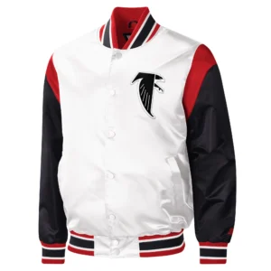 Atlanta Falcons Throwback Warm Up Pitch White Varsity Jacket