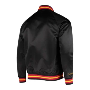 Atlanta Hawks Classics Throwback Wordmark Black Varsity Jacket 1