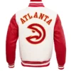 Atlanta Hawks Cream Retro Classic Wool Varsity Jacket 1